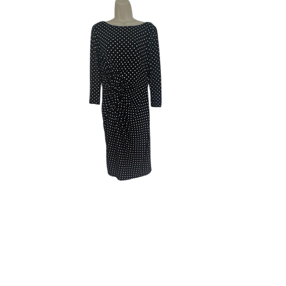 Adrian Papell Elegant Black Polka Dot Dress, Sz 6, $162